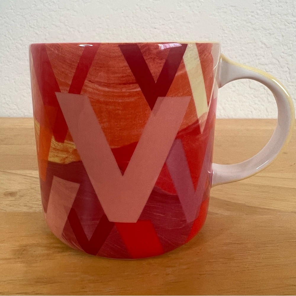 Anthropologie Colourful Lottie Monogram Letter V Mug Coffee Tea Large 16 oz.